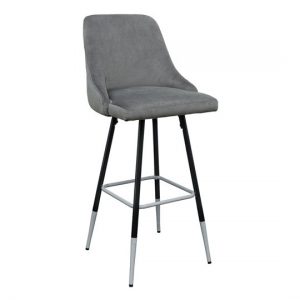 Fiona Grey Fabric Bar Stool With Metal Legs