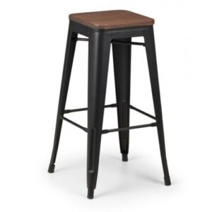 Grafton Backless Bar Stool In Mocha Elm With Satin Black Legs