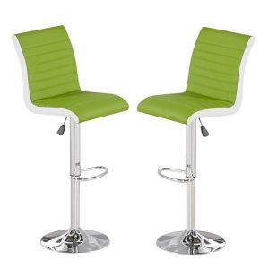 Ritz Bar Stool In Lime And White Faux Leather In A Pair