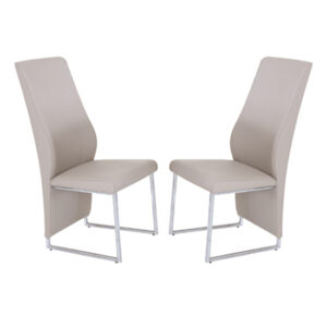 Crystal Champagne PU Dining Chairs With Chrome Legs In Pair