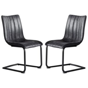 Edenton Grey Faux Leather Dining Chairs In A Pair