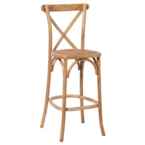 Hapron Cross Back Wooden Bar Stool In Light Oak