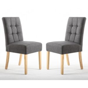 Mendoza Dining Chair In Steel Grey With Natural Legs In A Pair