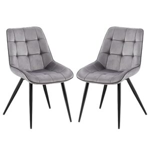 Pekato Grey Fabric Dining Chairs With Grey Legs In Pair