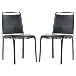 Perham Black Leather Dining Chairs In A Pair