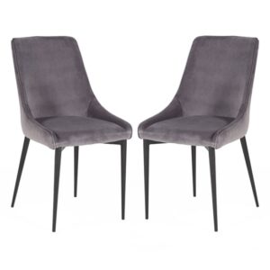 Plympton Light Grey Velvet Dining Chairs In Pair