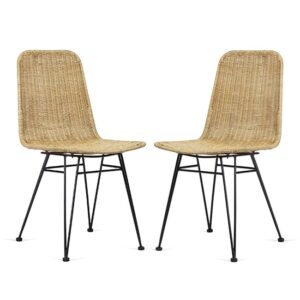 Puqi Natural Rattan Dining Chairs In Pair