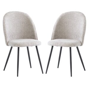 Raisa Silver Fabric Dining Chairs With Black Legs In Pair