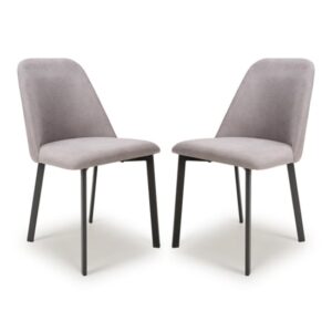 Lenoir Light Grey Linen Effect Fabric Dining Chairs In Pair