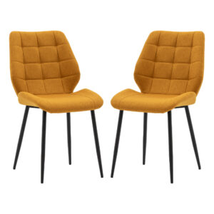 Minford Saffron Fabric Dining Chairs In Pair