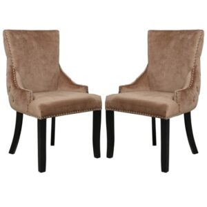 Laughlin Champagne Velvet Dining Chairs With Tufted Back In Pair