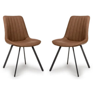 Macia Tan Faux Leather Dining Chairs In Pair