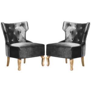 Narvel Grey Velvet Dining Chairs With Natural Legs In Pair