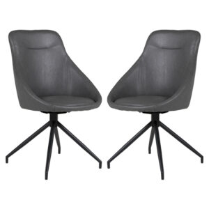 Harini Grey Faux Leather Dining Chairs In Pair