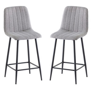 Lillie Silver Fabric Counter Bar Stools In Pair