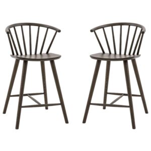 Cairo Mocha Wooden Bar Stools In Pair