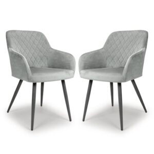 Menton Grey Brushed Velvet Dining Chairs In Pair