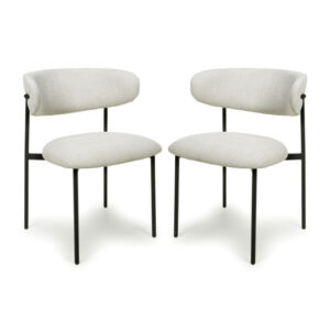 Mestre Natural Linen Effect Fabric Dining Chairs In Pair