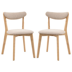 Hervey Natural Wooden Dining Chairs In Pair