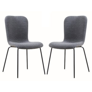 Ontario Dark Grey Fabric Dining Chairs With Black Frame In Pair