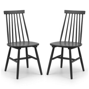 Abeje Black Wooden Dining Chairs With Spindle Back In Black Pair