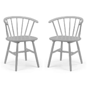 Marne Grey Wooden Dining Chairs With Curved Back In Pair