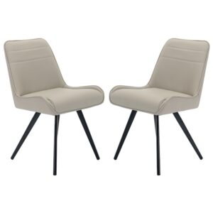 Beloit Taupe PU Leather Dining Chairs With Metal Legs In Pair