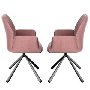 Zekrot Pink Fabric Dining Chairs With Metal Legs In Pair