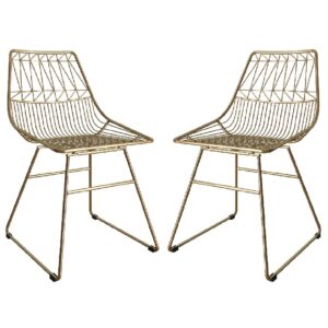 Auckland Gold Metal Bistro Dining Chairs In Pair