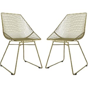 Eastlake Gold Metal Bistro Dining Chairs In Pair