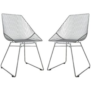 Eastlake Grey Metal Bistro Dining Chairs In Pair