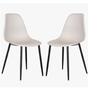 Arta Curve Calico Plastic Seat Dining Chairs In Pair