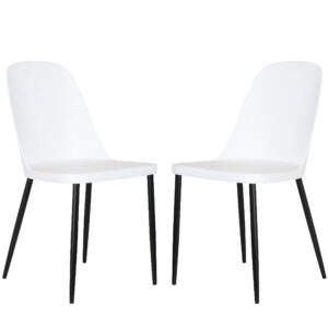 Arta Duo White Plastic Seat Dining Chairs In Pair