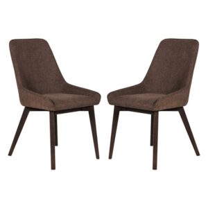 Acton Brown Fabric Dining Chairs In Pair