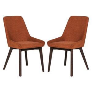 Acton Rust Fabric Dining Chairs In Pair