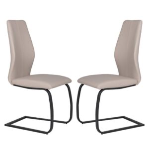 Adoncia Taupe Faux Leather Dining Chairs In Pair