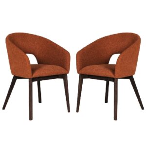 Adria Rust Fabric Dining Chair With Oak Legs In Pair