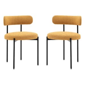 Arras Ochre Fabric Dining Chairs In Pair