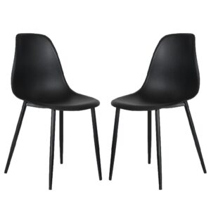 Arta Curve Black Plastic Seat Dining Chairs In Pair