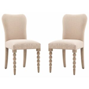 Arta Natural Fabric Dining Chairs In Pair