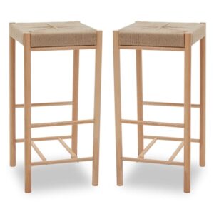 Bender Natural Wooden Bar Stools In A Pair