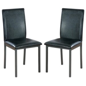 Billings Black Faux Leather Dining Chairs In Pair