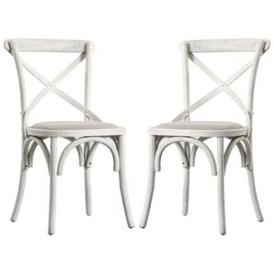 Caria Cross Back Natural Wooden Dining Chairs In Pair