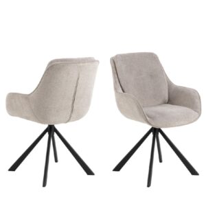 Chanute Sand Fabric Dining Chairs With Black Legs In Pair