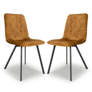 Cluj Bronze Velvet Dining Chairs With Black Legs In Pair