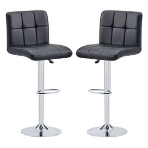 Coco Black Faux Leather Bar Stools With Chrome Base In Pair