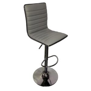 Coventry Faux Leather Bar Stool In Grey With Chrome Base