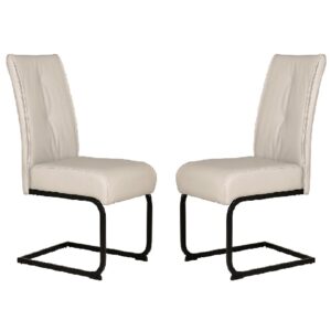 Decatur Natural Leather Dining Chairs With Black Legs In Pair