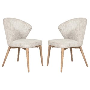 Elkhorn Natural Fabric Dining Chairs With Oak Legs In Pair