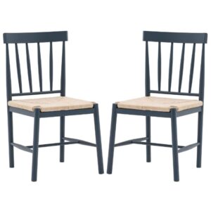 Elvira Meteror Wooden Dining Chairs With Rope Seat In Pair